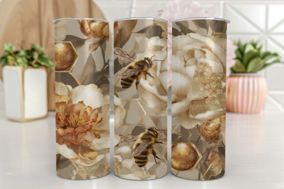 Bee Honeycomb Floral Tumbler Wrap 20oz
