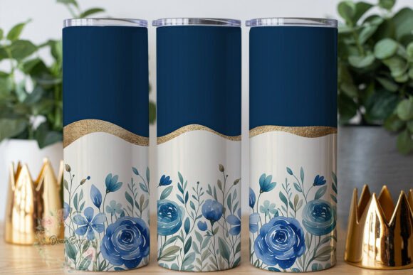 Blue Watercolor Roses 20oz Tumbler Wrap