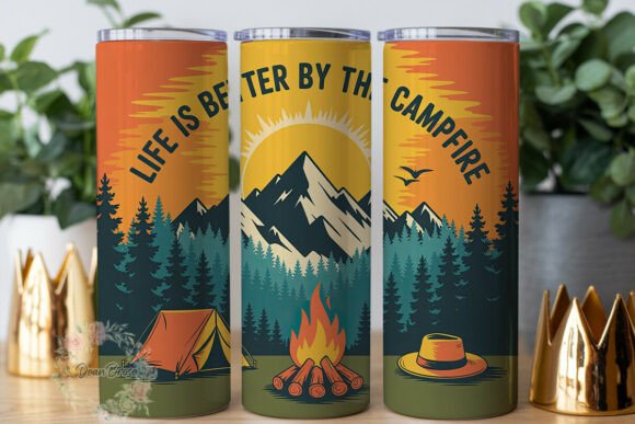 Camping Campfire Sunset 20oz Tumbler