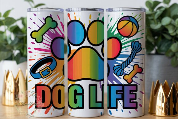 Colorful Dog Paw Print 20oz Tumbler Wrap