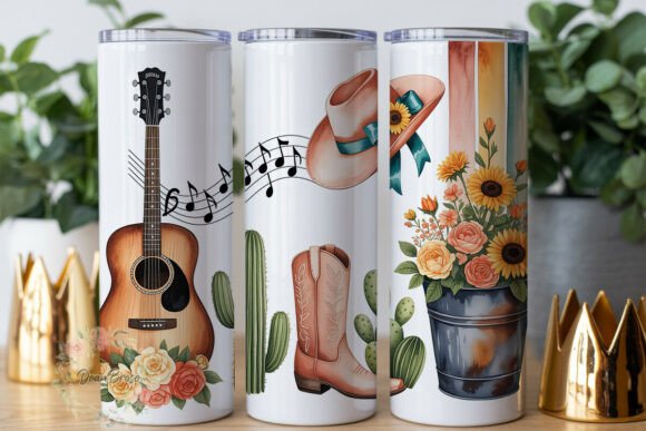 Country Bloom Guitar 20oz Tumbler Wrap