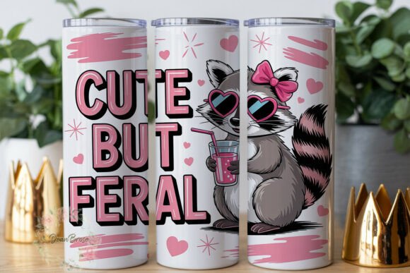 Cute Feral Raccoon 20oz Tumbler Wrap