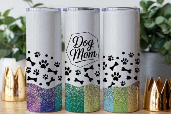 Dog Mom Glitter Paw Print 20oz Tumbler