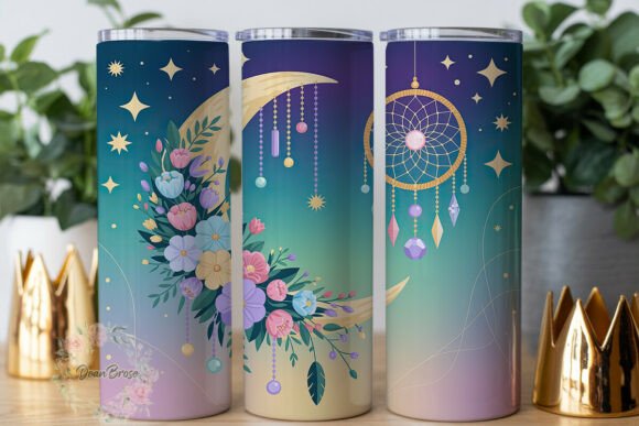 Dreamy Moon Floral Dreamcatcher Tumbler