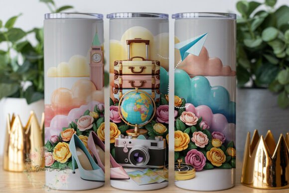 Dreamy Travel Girl 20oz Tumbler Wrap