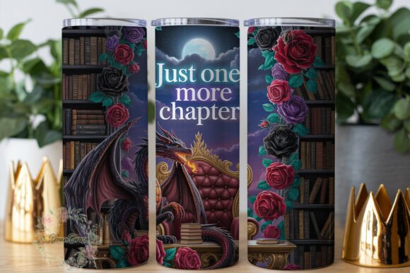 Fantasy Dragon Books Roses Tumbler Wrap