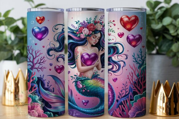 Fantasy Mermaid Hearts 20oz Tumbler Wrap