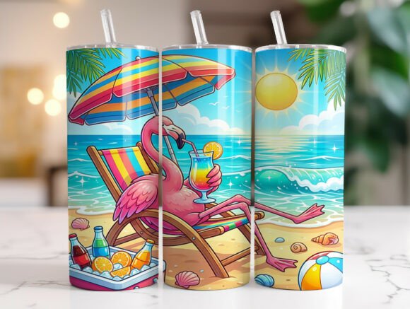 Flamingo Beach Tropical Summer Tumbler
