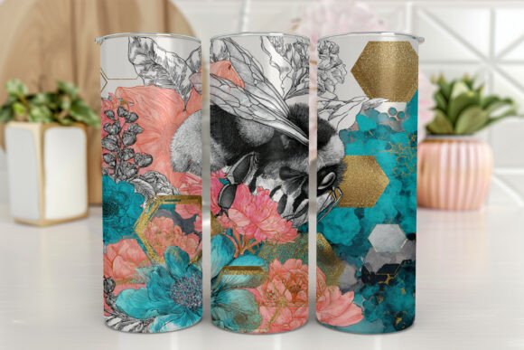 Gold Bee Honeycomb 20oz Skinny Tumbler
