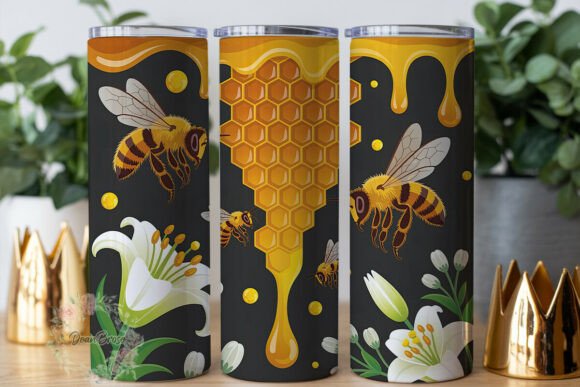 Golden Honey Bee Floral 20oz Tumbler