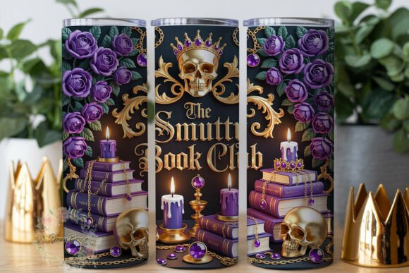 Gothic Skull Purple Rose 20oz Tumbler