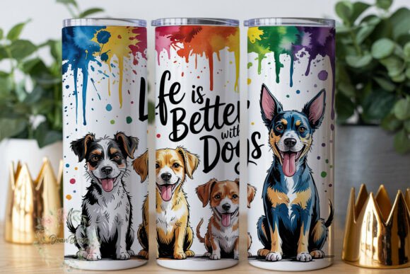 Happy Dog Life Tumbler Wrap PNG