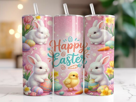 Happy Easter Egg Bunny 20oz Tumbler Wrap