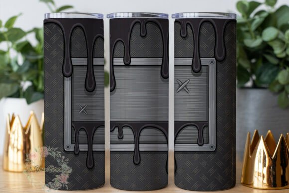 Industrial Black Drip Tumbler Wrap PNG