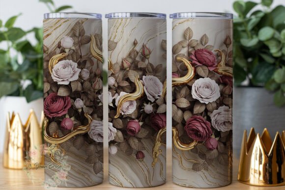 Marble Rose Gold Floral 20oz Tumbler