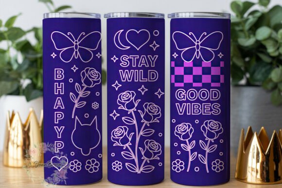 Neon Floral Cat Butterfly 20oz Tumbler