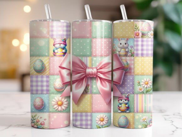 Pastel Easter Patchwork Bunny Tumbler