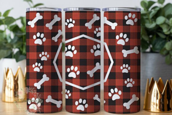 Red Plaid Paw Print 20oz Tumbler Wrap