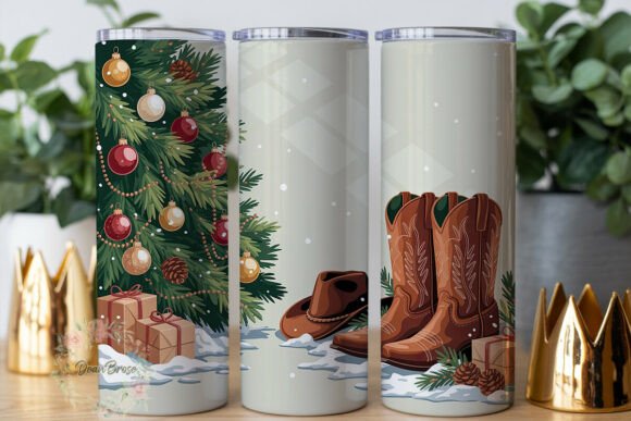 Rustic Christmas Boots 20oz Tumbler Wrap