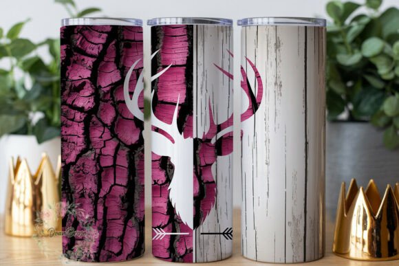 Rustic Deer Bark White Wood 20oz Tumbler