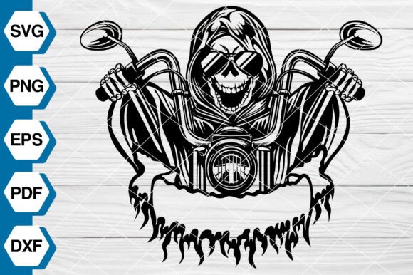Skull Biker SVG, Motorbike SVG EP690