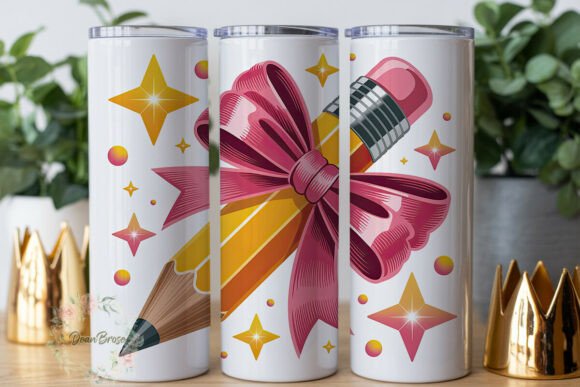 Sparkling Pencil Bow 20oz Tumbler Wrap