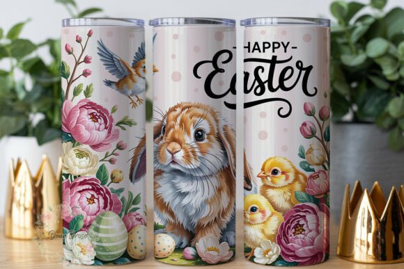 Spring Bunny Chick Floral Tumbler Wrap