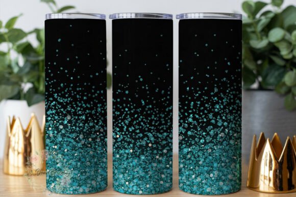 Teal Aqua Glitter Gradient 20oz Tumbler