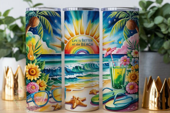 Tropical Beach Summer Vibes Tumbler Wrap