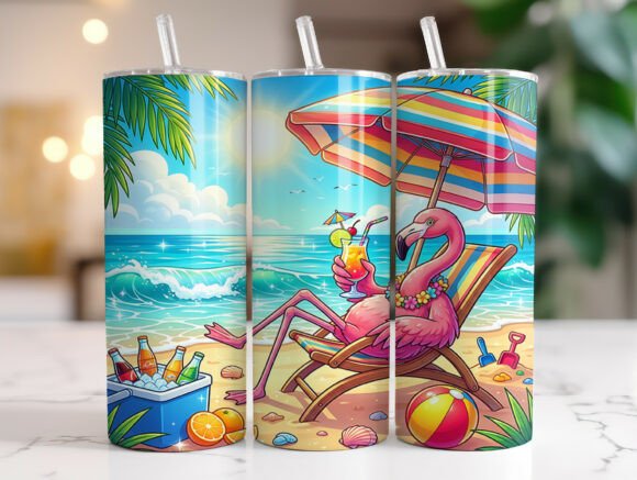 Tropical Flamingo Summer Beach Tumbler