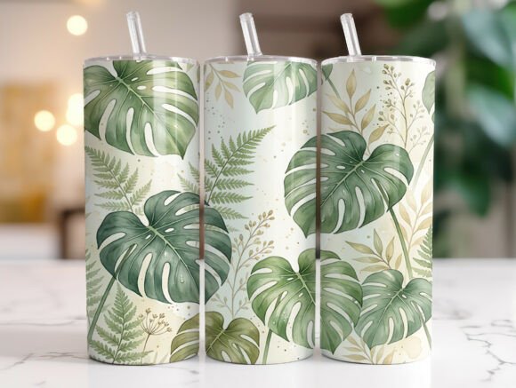 Tropical Monstera Leaves Tumbler Wrap